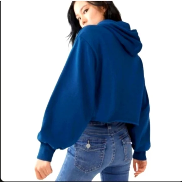 NWT True Religion Crystal Buddha Logo Cropped Hoodie XL - Picture 3 of 5